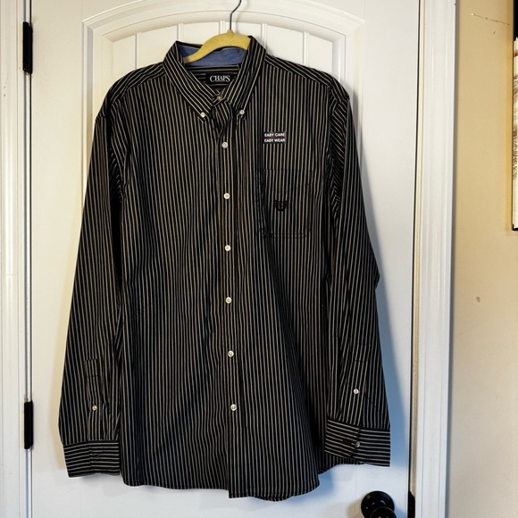Chaps Black Casual Button Down Shirt - Picture 1 of 7